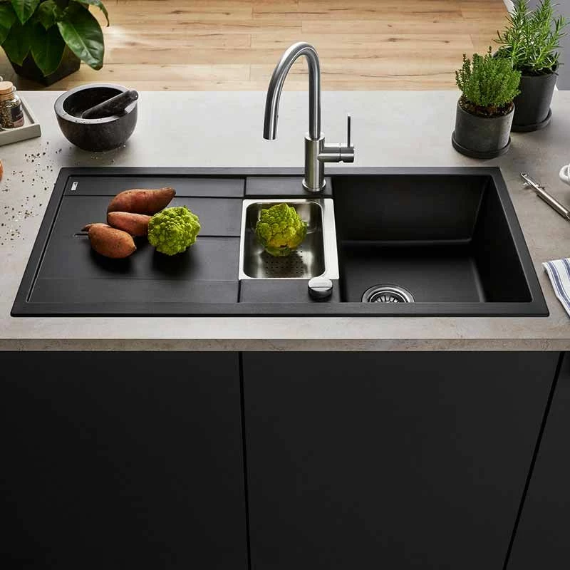 Blanco METRA 6 S Reversible Silgranit 1 Bowl Inset Kitchen Sink - Black - 525926 - Image 4