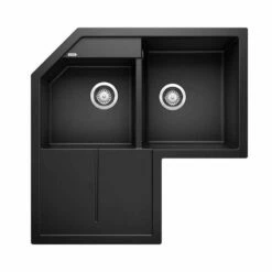 Blanco METRA 9 E RH Silgranit 1.5 Bowl Inset Kitchen Sink - Black - 525938