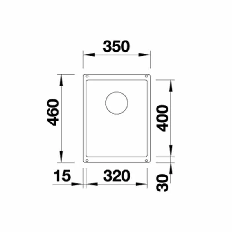 Blanco SUBLINE 320-U Silgranit 1 Bowl Undermount Kitchen Sink With Manual InFino Waste - Black - 525983 - Image 2