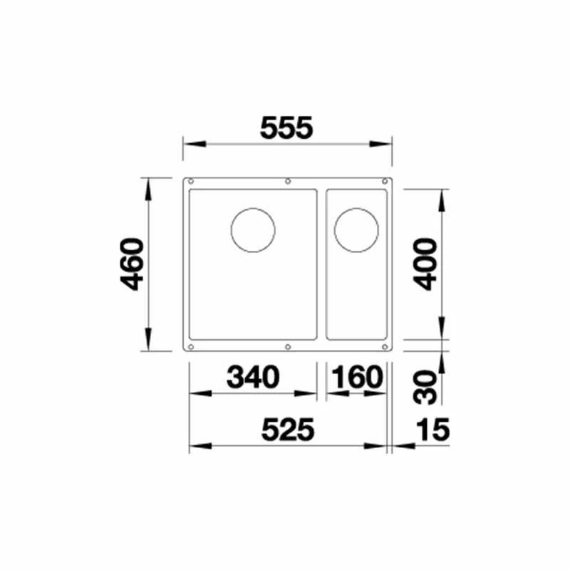 Blanco SUBLINE 430/270-U LH Silgranit 1.5 Bowl Undermount Kitchen Sink With Manual InFino Waste - Black - 525985 - Image 2