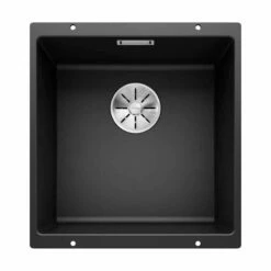 Blanco SUBLINE 400-U Silgranit 1 Bowl Undermount Kitchen Sink With Manual InFino Waste - Black - 525990