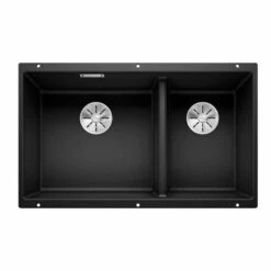 Blanco SUBLINE 430/270-U LH Silgranit 1.5 Bowl Undermount Kitchen Sink With Manual InFino Waste - Black - 525991