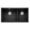 Blanco SUBLINE 480/320-U LH Silgranit 1.5 Bowl Undermount Kitchen Sink With Manual InFino Waste - Black - 525993
