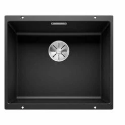 Blanco SUBLINE 500-U Silgranit 1 Bowl Undermount Kitchen Sink With Manual InFino Waste - Black - 525995