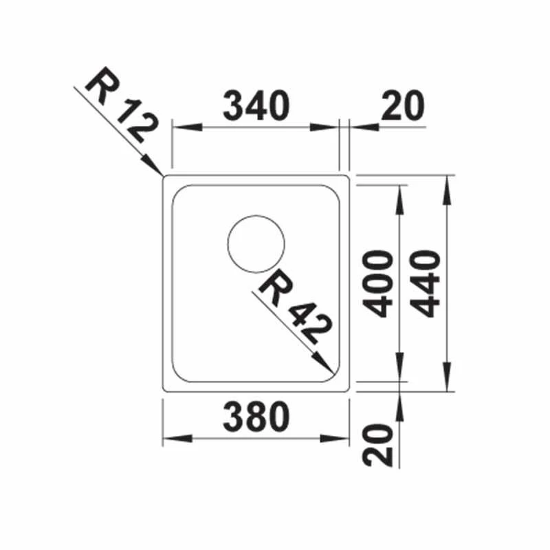 Blanco SOLIS 340-U Stainless Steel 1 Bowl Undermount Kitchen Sink With Manual InFino Waste - Brushed Finish - 526115 - Image 2