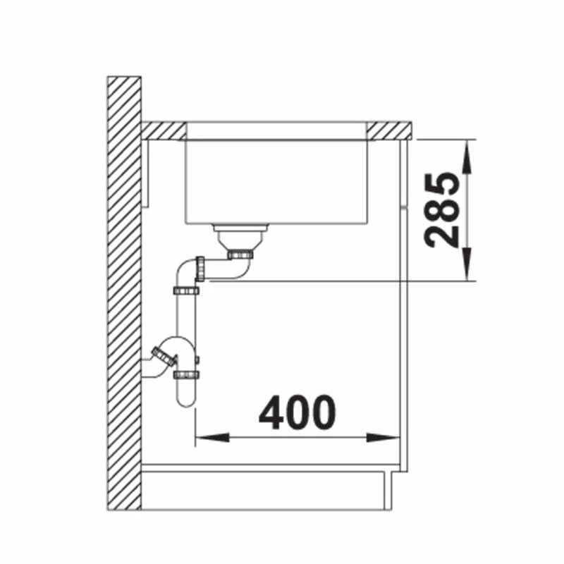 Blanco SOLIS 340-U Stainless Steel 1 Bowl Undermount Kitchen Sink With Manual InFino Waste - Brushed Finish - 526115 - Image 3