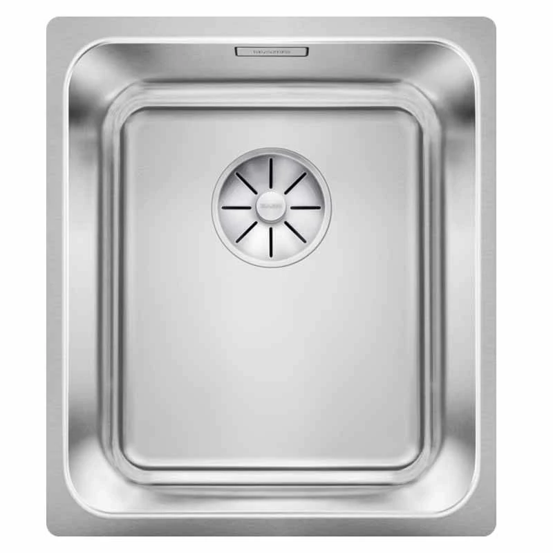 Blanco SOLIS 340-U Stainless Steel 1 Bowl Undermount Kitchen Sink With Manual InFino Waste - Brushed Finish - 526115