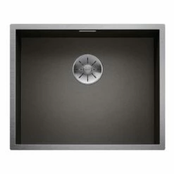 Blanco ZEROX 500-U Stainless Steel 1 Bowl Undermount Kitchen Sink With Manual InFino Waste - DarkSteel - 526243