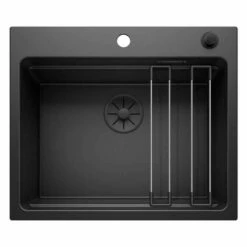Blanco ETAGON 6 Black Edition Silgranit 1 Bowl Inset Kitchen Sink With Drain Remote Control - Black - 526339