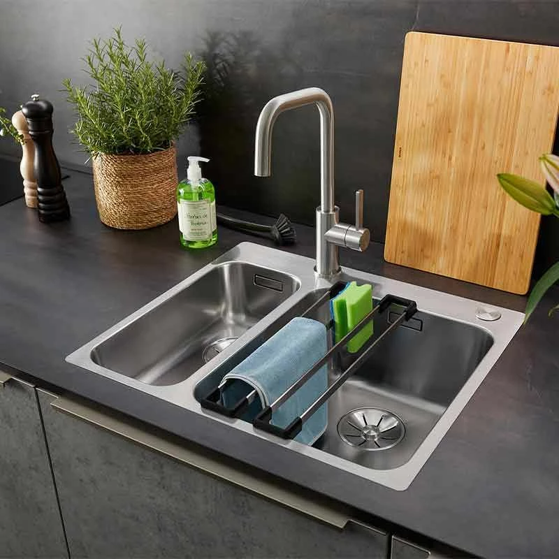 Blanco JANDORA High Arched J-Shaped Spout Solid Kitchen Tap - Brushed Stainless Steel - 526615 - Image 2