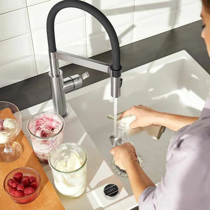 Blanco SONEA-S Flexo Kitchen Tap With Flexible Rubber Hose Solid - Brushed Stainless Steel - 526616 - Image 3
