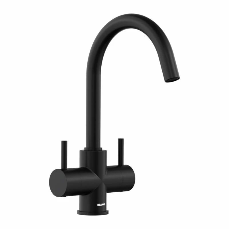 Blanco CAMIA Twin Lever High C-Shaped Spout Special Colour Kitchen Tap - Black Matt - 526669