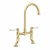Blanco VICUS Bridge Twin Lever Swivel Spout PVD Steel Kitchen Tap - Satin Gold - 526690