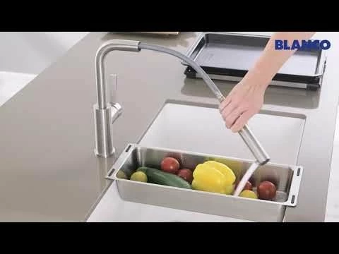 Blanco SUBLINE 700-U Silgranit 1 Bowl Undermount Kitchen Sink With Manual InFino Waste - Volcano Grey - 527356 - Image 10