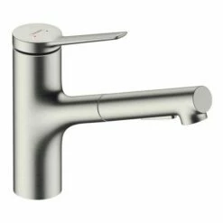 Hansgrohe Zesis M33 2jet Pull Out Spray Single Lever Kitchen Mixer - Stainless Steel - 74800800