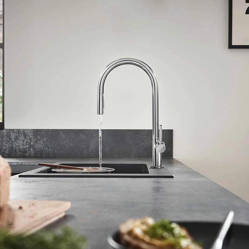 Hansgrohe Talis M54 Single Lever Kitchen Mixer 210, Pull-Out Spray, 2jet - Stainless Steel - 72800800 - Image 3