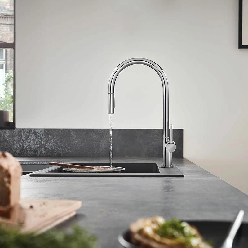 Hansgrohe Talis M54 Single Lever Kitchen Mixer 210, Pull-Out Spray, 2jet, SBox - Stainless Steel - 72801800 - Image 3