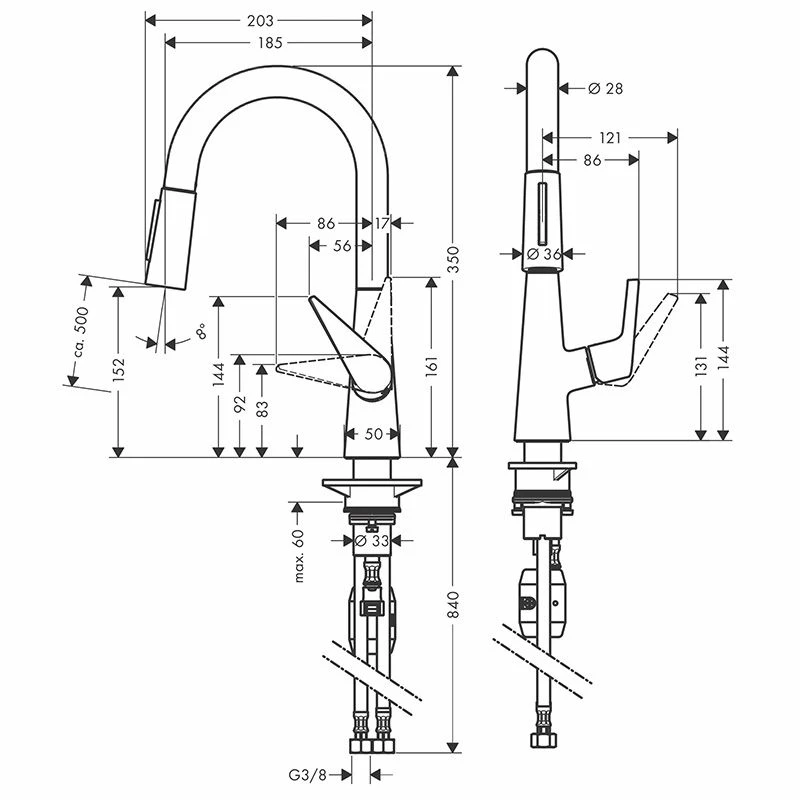Hansgrohe Talis M51 Single Lever Kitchen Mixer 160, Pull-Out Spray, 2jet - Stainless Steel - 72815800 - Image 2