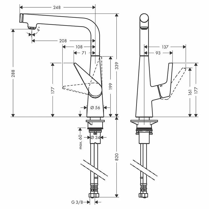 Hansgrohe Talis Select M51 Single Lever Kitchen Mixer 300, 1jet - Stainless Steel - 72820800 - Image 2