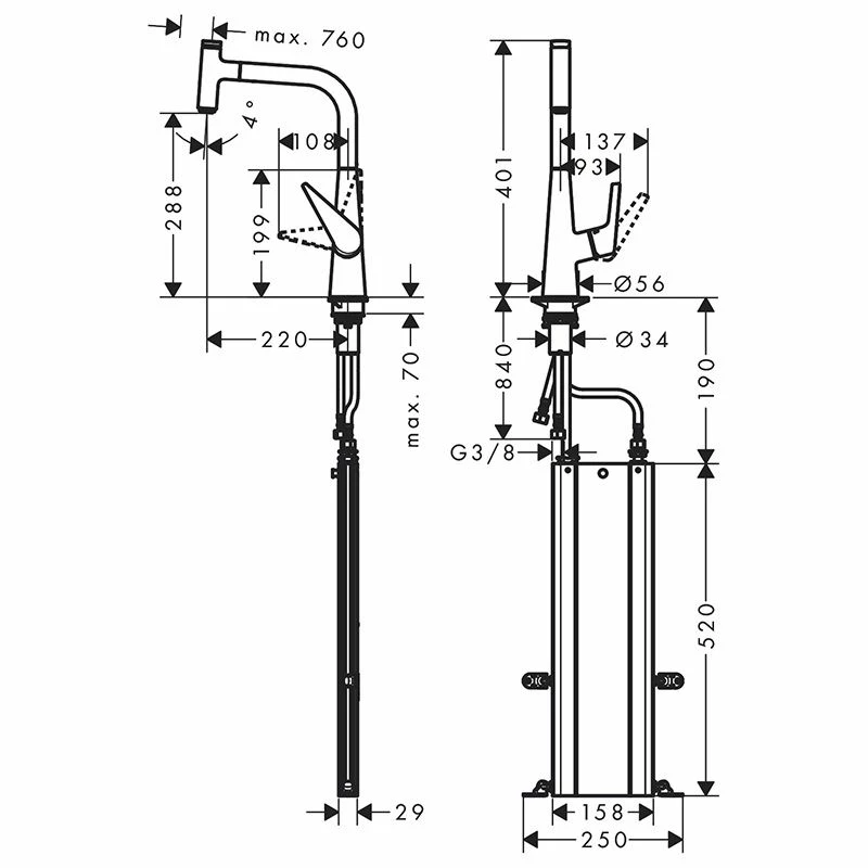 Hansgrohe Talis Select M51 Single Lever Kitchen Mixer 300, Pull-Out Spout, 1jet, SBox - Chrome - 73853000 - Image 2