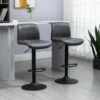 HOMCOM 2 Piece Height Adjustable Bar Stools With Swivel Footrest - Grey/Black - 835-326V71CG