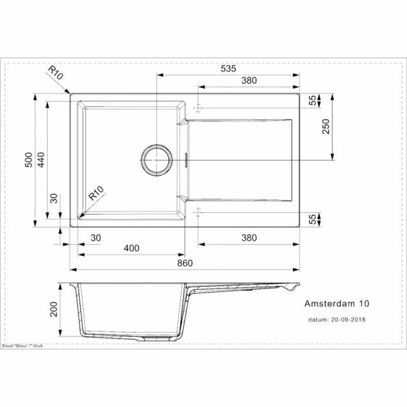 Reginox Amsterdam 10 1 Bowl Sink And Drainer - Pure White - AMSTERDAM 10 PW - Image 2