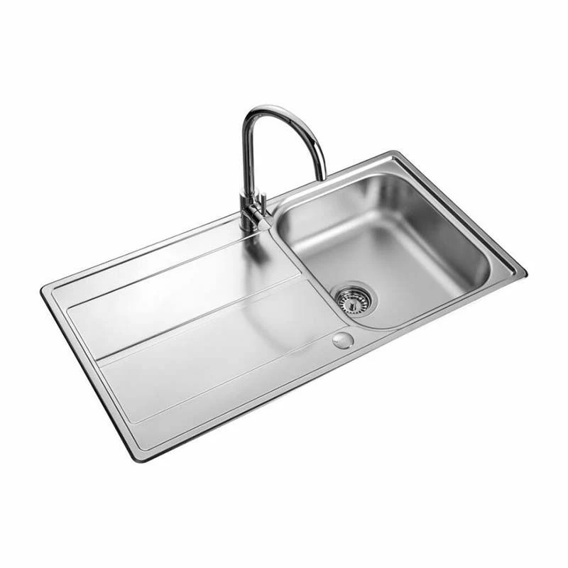 Leisure Aria 1 Bowl Inset Kitchen Sink With Reversible Drainer - Satin Stainless Steel - ARA9501/ - Image 2