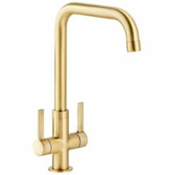 Abode Pico Quad Monobloc Contemporary Kitchen Mixer Tap Brushed Brass - AT2136
