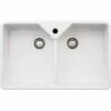 Abode Provincial 2 Bowl Ceramic Kitchen Sink - White - AW1021