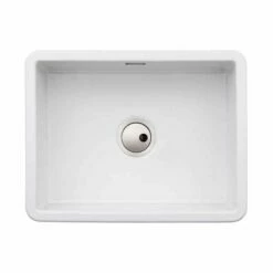 Abode Sandon Single Bowl Ceramic Kitchen Sink - White - AW1031