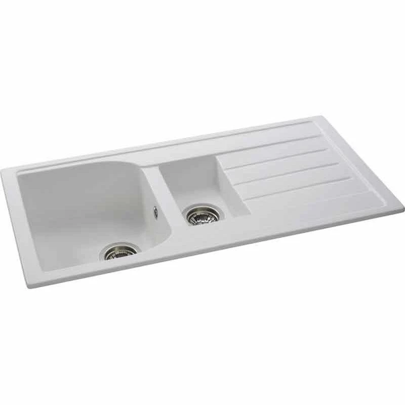 Abode Oriel 1.5 Bowl & Drainer Granite Kitchen Sink - White - AW3115 - Image 2