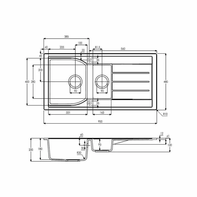 Abode Oriel 1.5 Bowl & Drainer Granite Kitchen Sink - White - AW3115 - Image 3