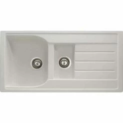 Abode Oriel 1.5 Bowl & Drainer Granite Kitchen Sink - White - AW3115