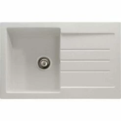 Abode Xcite Single Bowl & Drainer Granite Kitchen Sink - White - AW3120