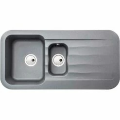 Abode Dune 1.5 Bowl & Drainer Granite Kitchen Sink - Grey - AW3145