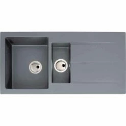 Abode Zero 1.5 Bowl & Drainer Granite Kitchen Sink - Grey - AW3164