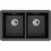 Abode Matrix 2 Bowl Granite Kitchen Sink - Black - AW3166