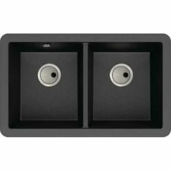 Abode Matrix 2 Bowl Granite Kitchen Sink - Black - AW3166