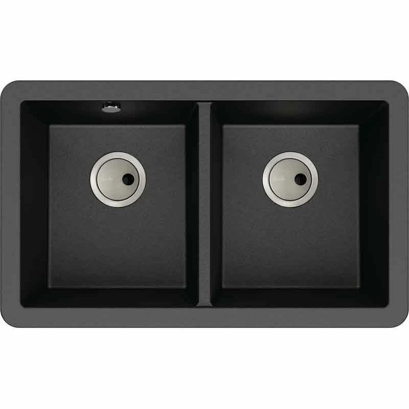 Abode Matrix 2 Bowl Granite Kitchen Sink - Black - AW3166