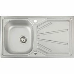 Abode Trydent Single Bowl & Drainer Stainless Steel Kitchen Sink - AW5054