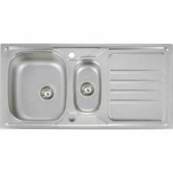 Abode Mikro 1.5 Bowl & Drainer Stainless Steel Kitchen Sink - AW5061