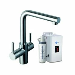 InSinkErator 3N1 L Shape Steaming Hot Kitchen Tap W/ NeoTank & Filter Pack - Chrome - 44837+45094