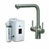InSinkErator 3N1 L Shape Steaming Hot Kitchen Tap W/ NeoTank & Filter Pack - Brushed Steel - 44837B+45094