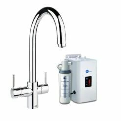 InSinkErator 3N1 J Shape Steaming Hot Kitchen Tap W/ NeoTank & Filter Pack - Chrome - 45097+45094