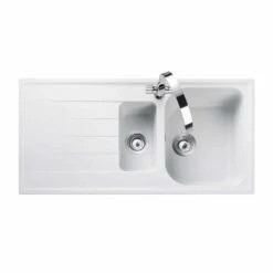 Rangemaster Amethyst 1.5 Bowl Igneous Granite Kitchen Sink - Crystal White - AME1052CW/
