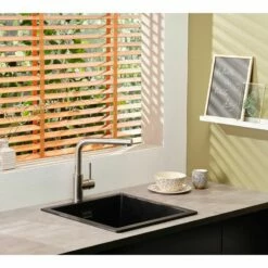 Reginox Amsterdam 40 1 Bowl Kitchen Sink - Black Silvery - AMSTERDAM 40 BS