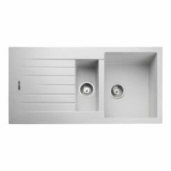 Rangemaster Andesite 1.5 Bowl Igneous Granite Kitchen Sink - Crystal White - AND1052CW/