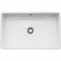Abode Provincial Single Bowl Ceramic Kitchen Sink - White - AW1020