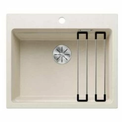 Blanco ETAGON 6 Silgranit 1 Bowl Inset Kitchen Sink With Manual InFino Waste - Soft White - 527076