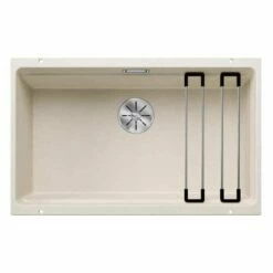 Blanco ETAGON 700-U Silgranit 1 Bowl Undermount Kitchen Sink With Manual InFino Waste - Soft White - 527078